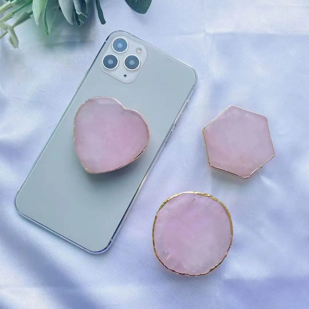 1 buc Naturale Cuart roz Suport de Telefon de Sprijin Forma de Inima cu Piatra Roz de Cristal Ori Desktop Suport Smartphone Deget Sta Decor Imagine 0