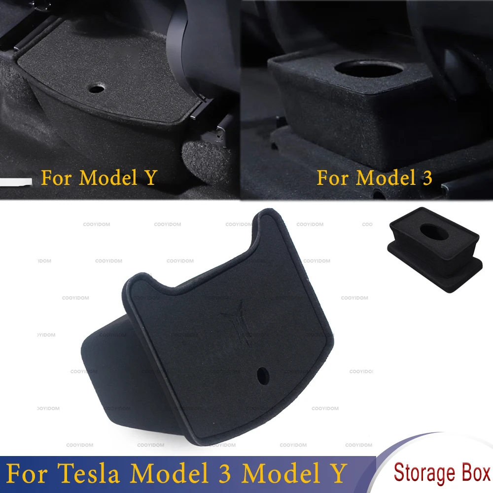 1Set Spate Consola centrala Tavă Organizator Flocking Cutie de Depozitare Caz Negru Accesorii ABS Pentru Tesla Model 3 Model Y Pentru Masina Imagine 0