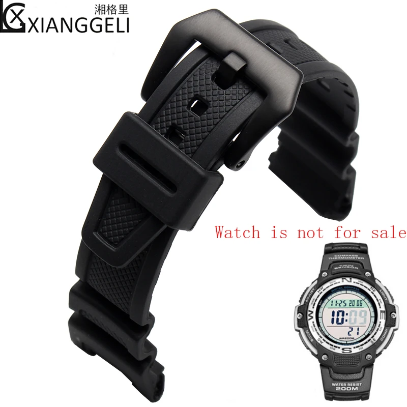Accesorii ceas pentru Casio CASIO SGW-100-1V neagră cauciuc siliconic bărbați sport în aer liber, ceas rezistent la apa banda Imagine 0