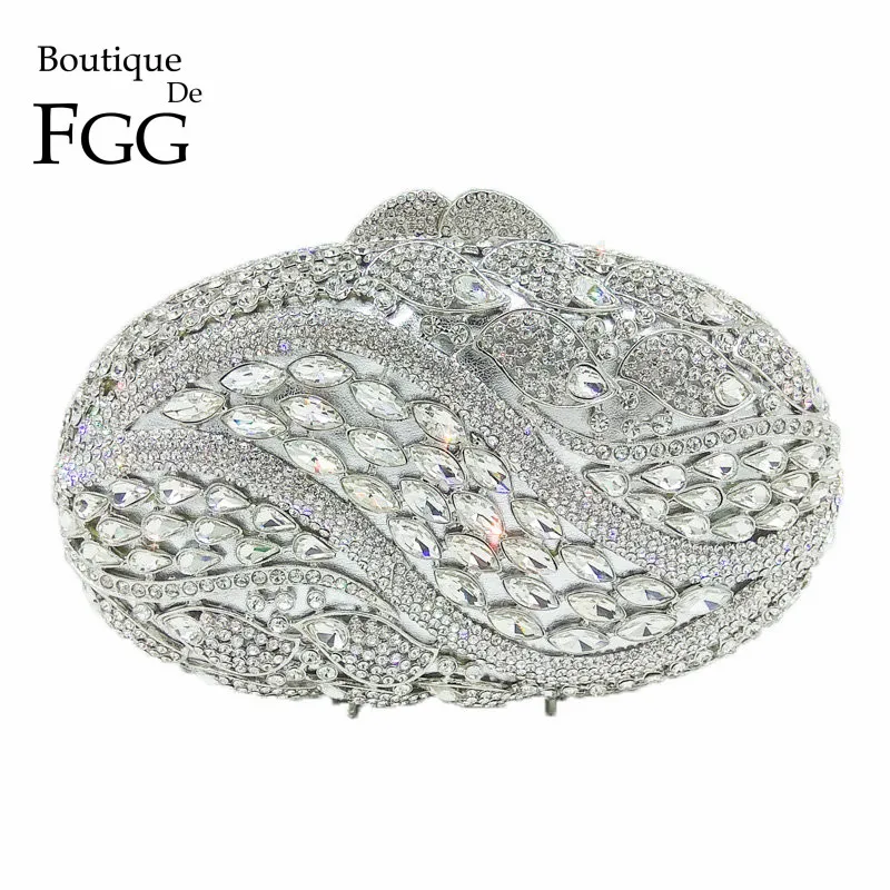 Boutique De FGG Gol Afară de Cristal de Diamant Poseta Geanta de Seara Pentru Femei de Argint Minaudiere Sac Petrecere de Nunta Ambreiaj Mireasa Geantă de mână Imagine 0