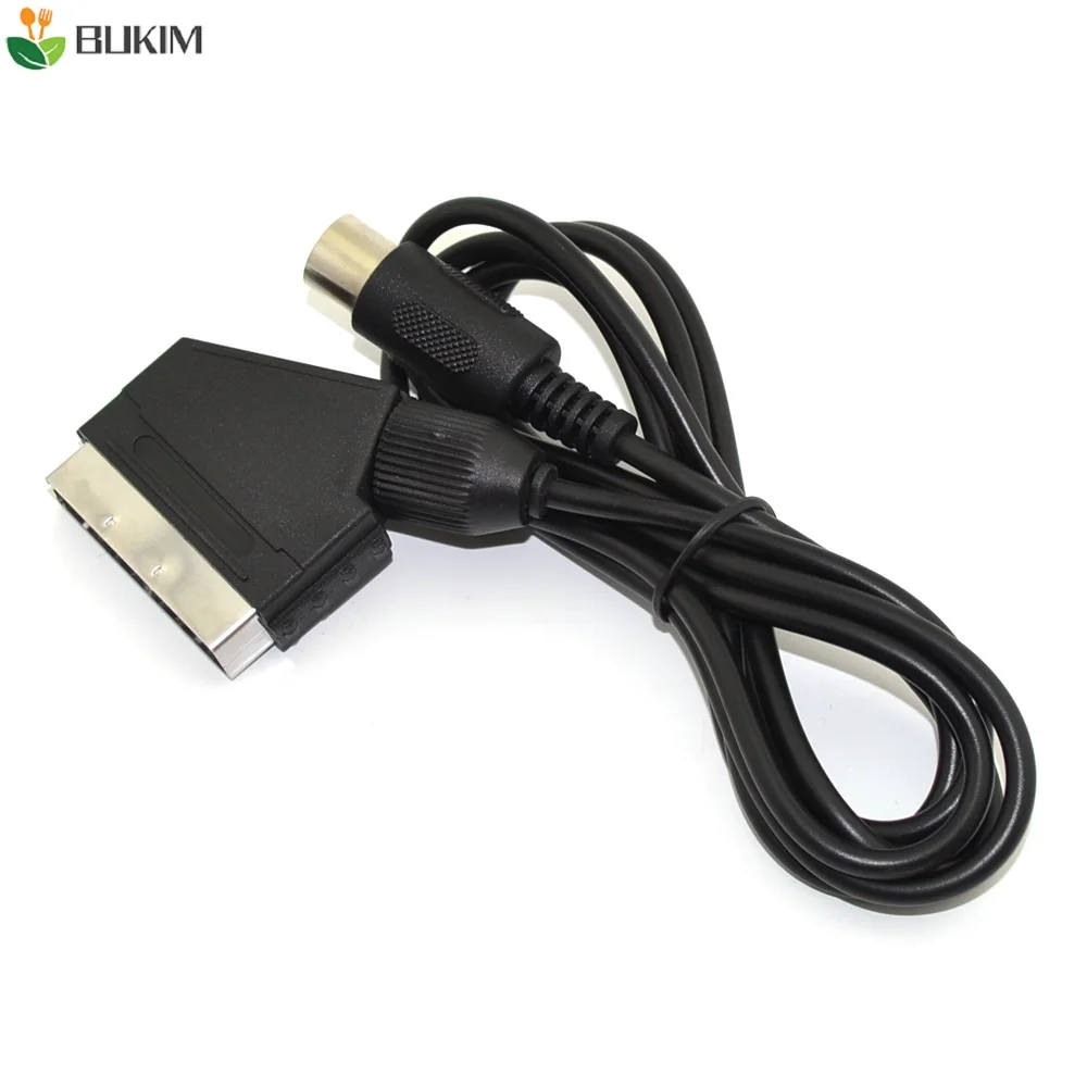 BUKIM Negru de Înaltă calitate 1.8 M/6FT UE, versiunea V-pin cablu Scart RGB Cabluri AV PAL Pentru Sega Megadrive 1 Geneza 1 Sistem de Master 1 Imagine 0