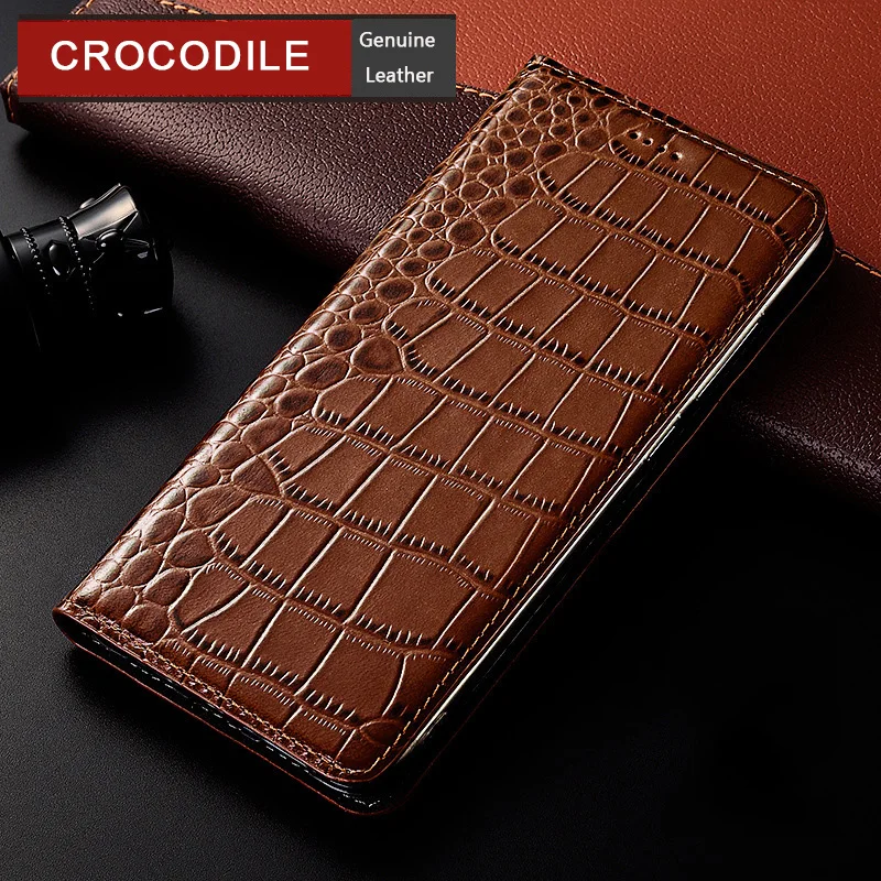 Crocodil Veritabil Caz de Piele Pentru LG V20 V30 V40 V35 Q60 V50 V50S Thinq Magnetic Flip din Piele Acoperi Imagine 0