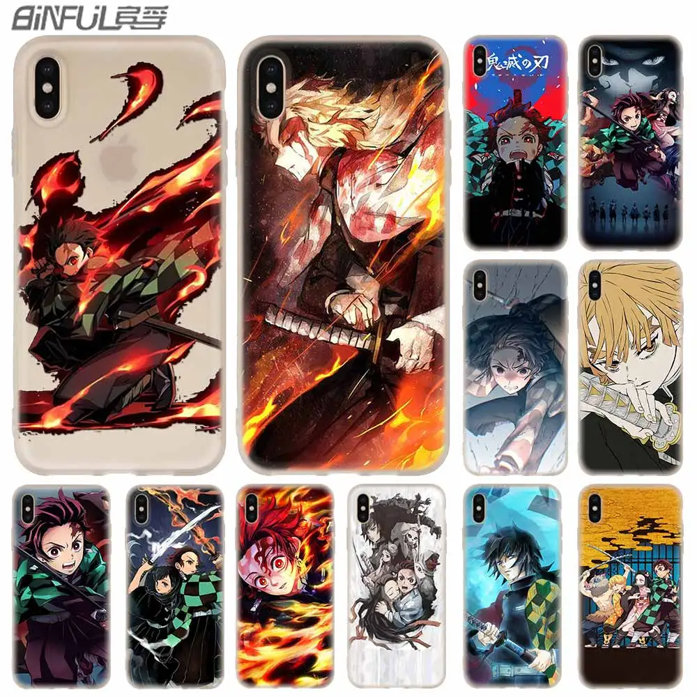 Demon Slayer Kimetsu nu Yaiba Silicon Moale Caz Pentru iPhone 13 11 12 Pro X XS Max XR 6 6S 7 8 Plus SE Acoperi Mini Imagine 0