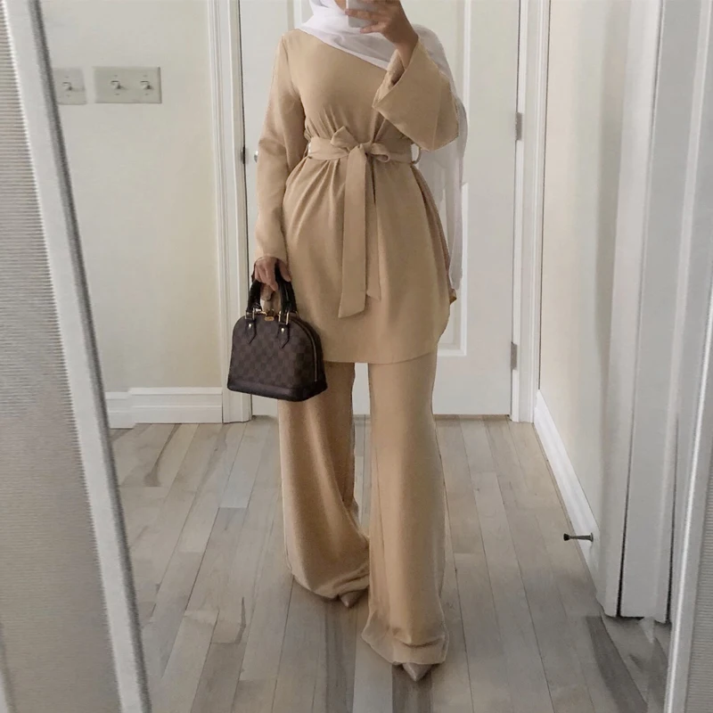 Eid Mubarak Caftan Dubai Abaya Turcia Musulmană Moda Hijab Rochie De Seturi De Islam Îmbrăcăminte Abayas Pentru Femei Musulmani Ansambluri De Modul Imagine 0