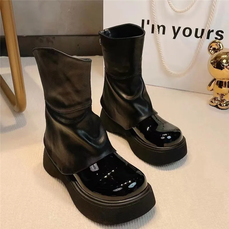 Femei Cizme Glezna cu Fermoar Spate Moda Pantofi Platforma, Potrivite pentru Sexy Gros cu Talpi de Femei Cizme de Toamna 2023 Imagine 0