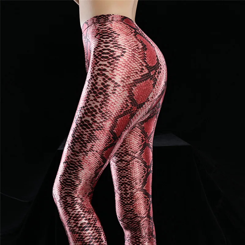 Femei Sexy Leopard Snake Print Ulei culori lucioase Creion Pantaloni Strălucitoare Plin Jambiere Sexy Buna YUGA Pantaloni Bomboane de Culoare F35 Imagine 0