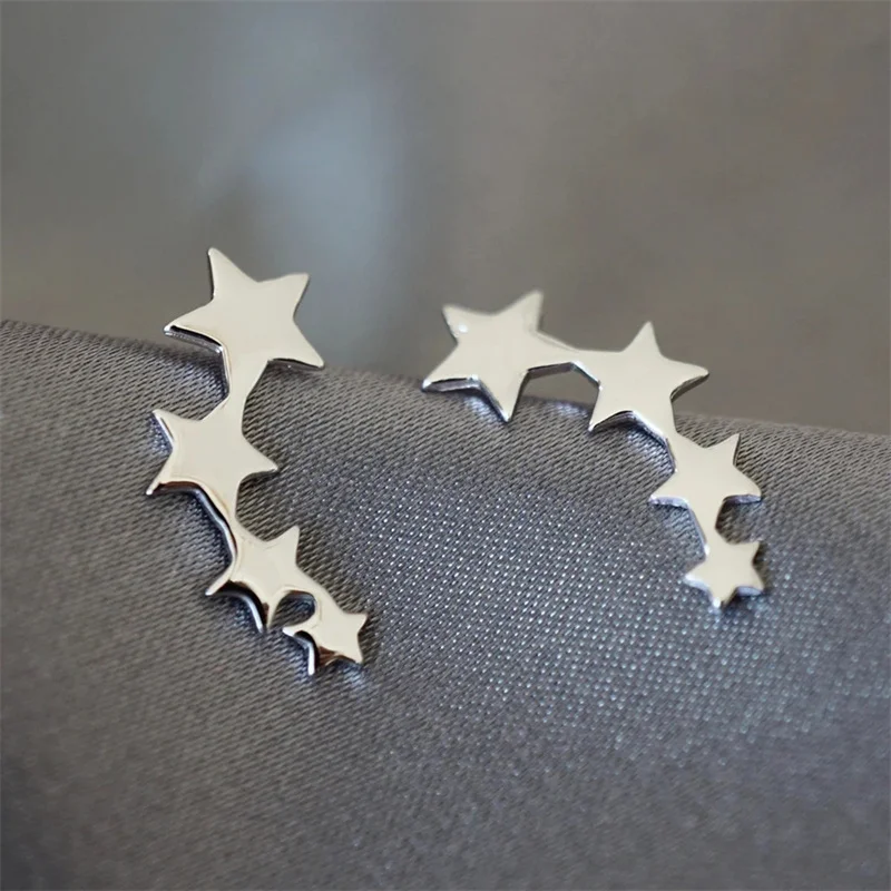 Huitan Simplu Elegant Stele Cercei pentru Fete de Culoare Argintie Moda Ureche Piercing Accesorii Uzura de zi cu Zi Femeile Rafinate de Bijuterii Imagine 0