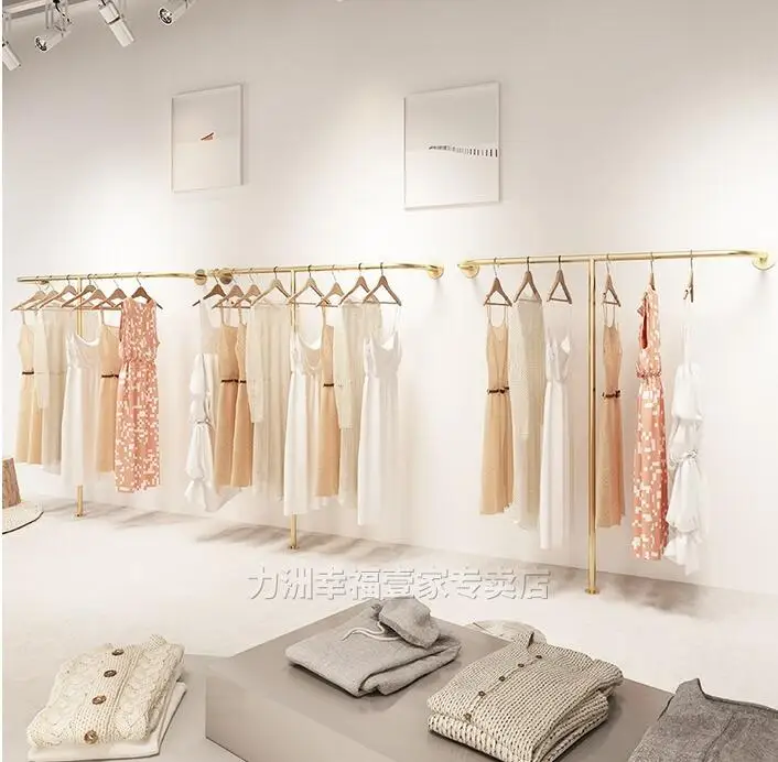 Magazin de haine rack de afișare women ' s wear perete copii purta agățat de perete de aur haine cuier de podea, raft haine Imagine 0
