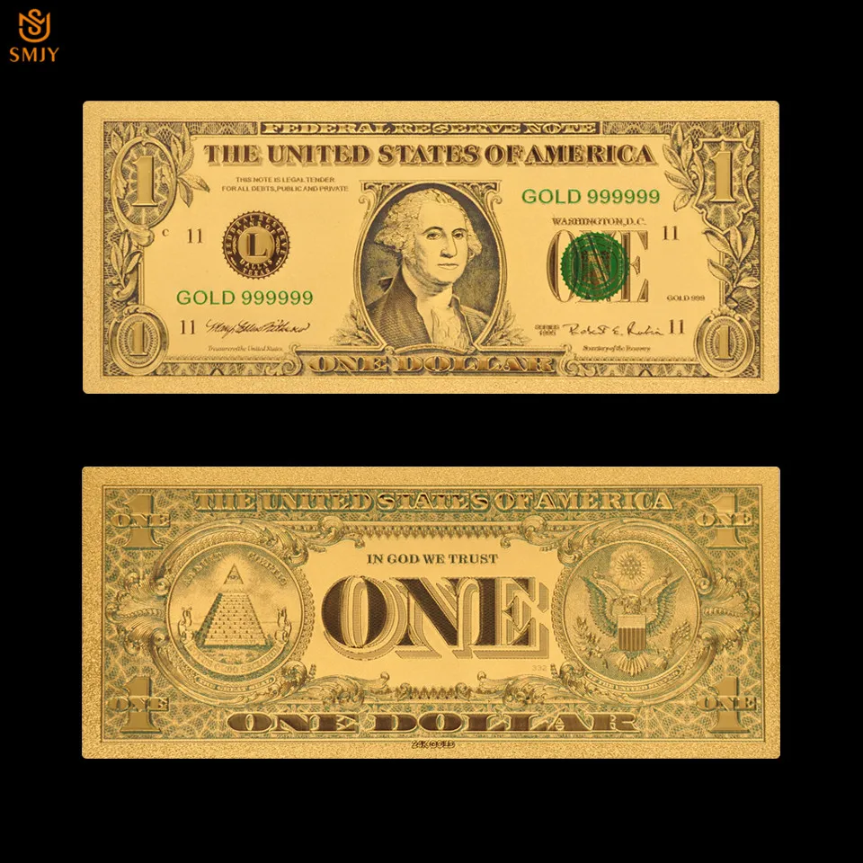 NE-Aur a Bancnotelor De 1 Dolar Bani În Aur de 24K Placa de Bancnote de Colectare Și Fals de Monedă de Hârtie de Cadouri Imagine 0