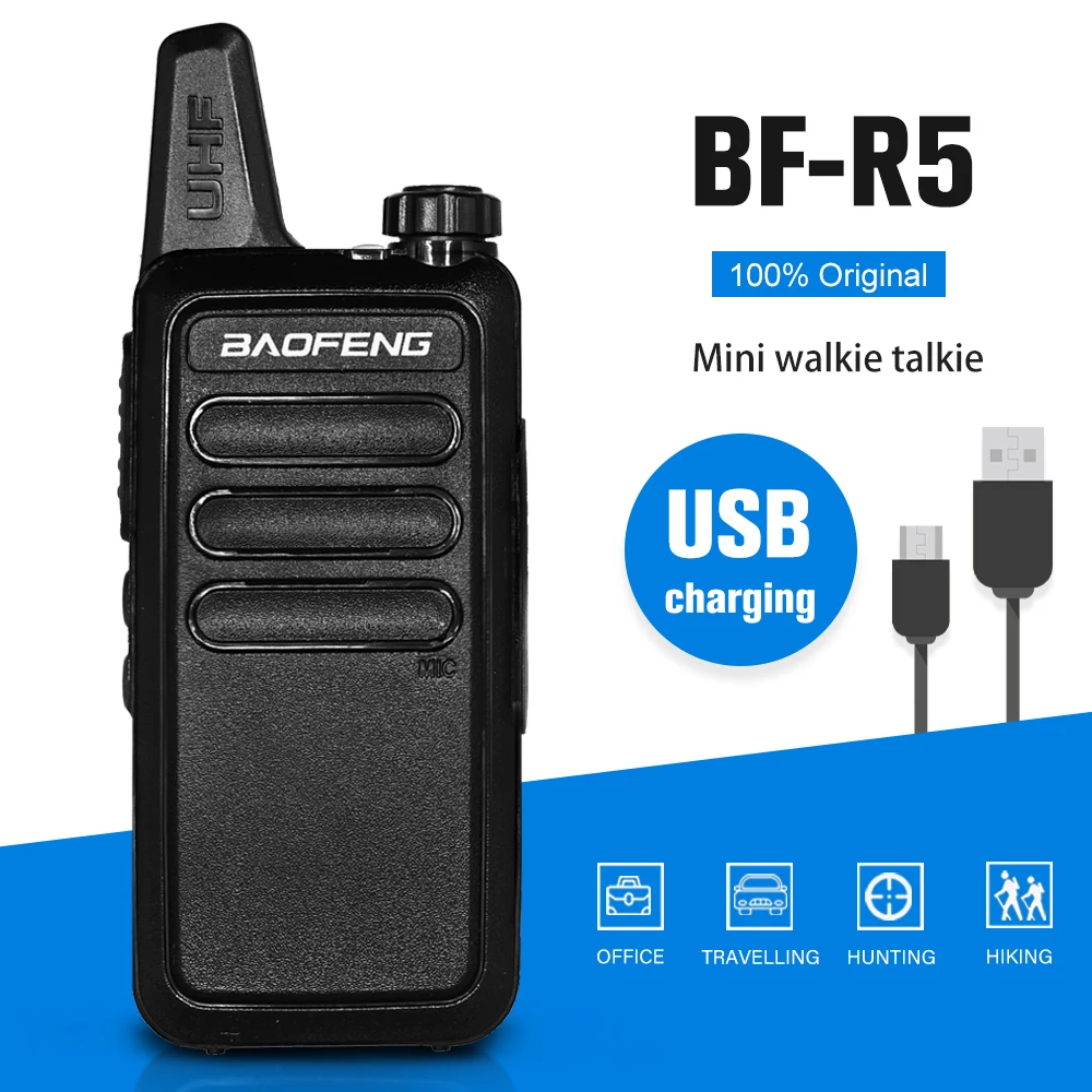 Original Baofeng BF-R5 banda UHF Mini Walkie Talkie bf-888s Portabile Două Fel de Radio BF R5 Portabil USB Taxa Radio, Vânătoare, Drumeții Imagine 0