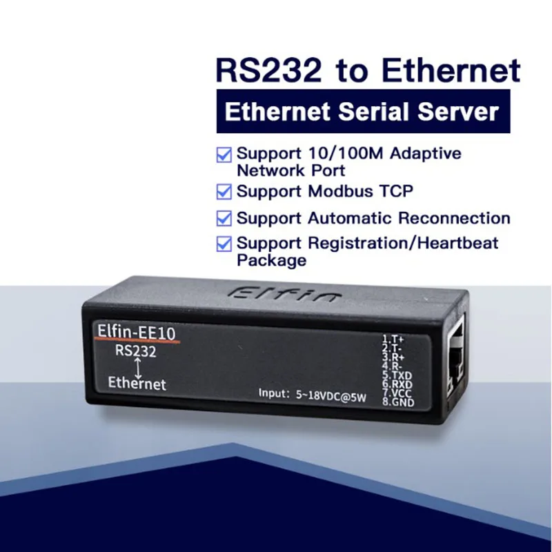 Port Serial RS232 la Ethernet Port Serial Dispozitiv Suport Server TCP/IP Telnet Protocolul Modbus TCP Imagine 0