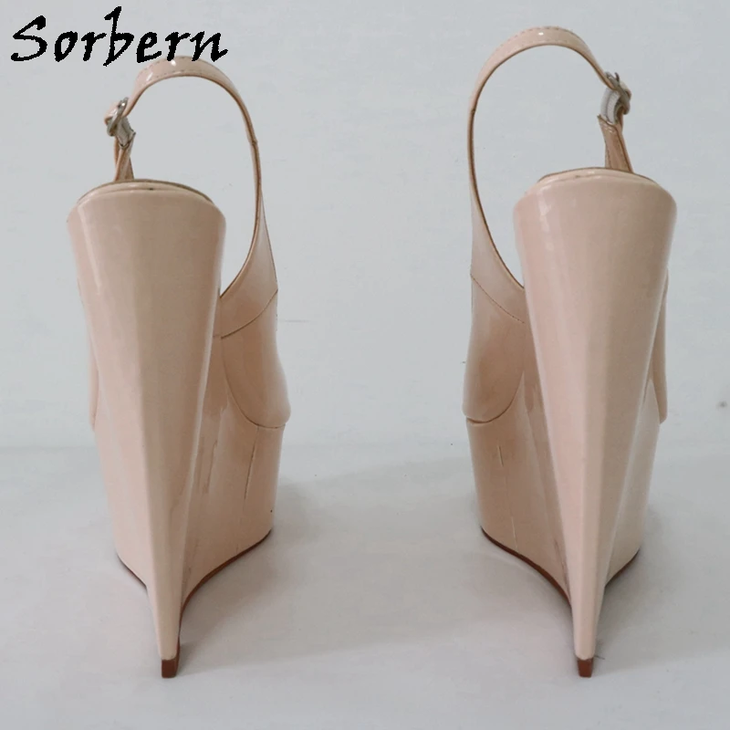 Sorbern Nud Brevet Femei Pompa Pantofi Sandale sandale Tocuri Platforma Îngustă Tocuri Pană Personalizate Pantofi Unisex Dimensiune EU45 Imagine 0