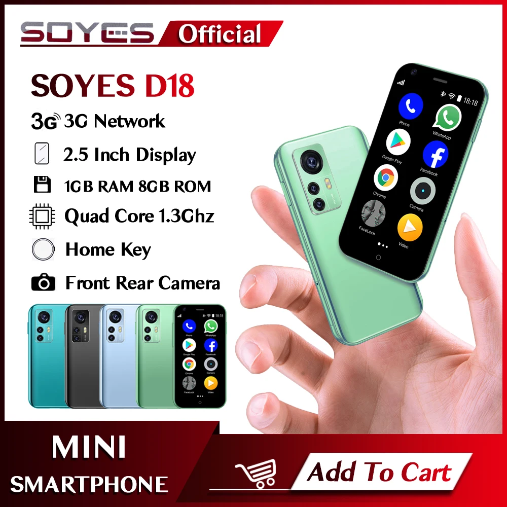 SOYES Mini-Smartphone Android cu 1GB RAM 8GB ROM Spate de 2MP Dual SIM Card TF 1000mAh Rețea 3G 2.5 Inch Mic Telefon Mobil Imagine 0