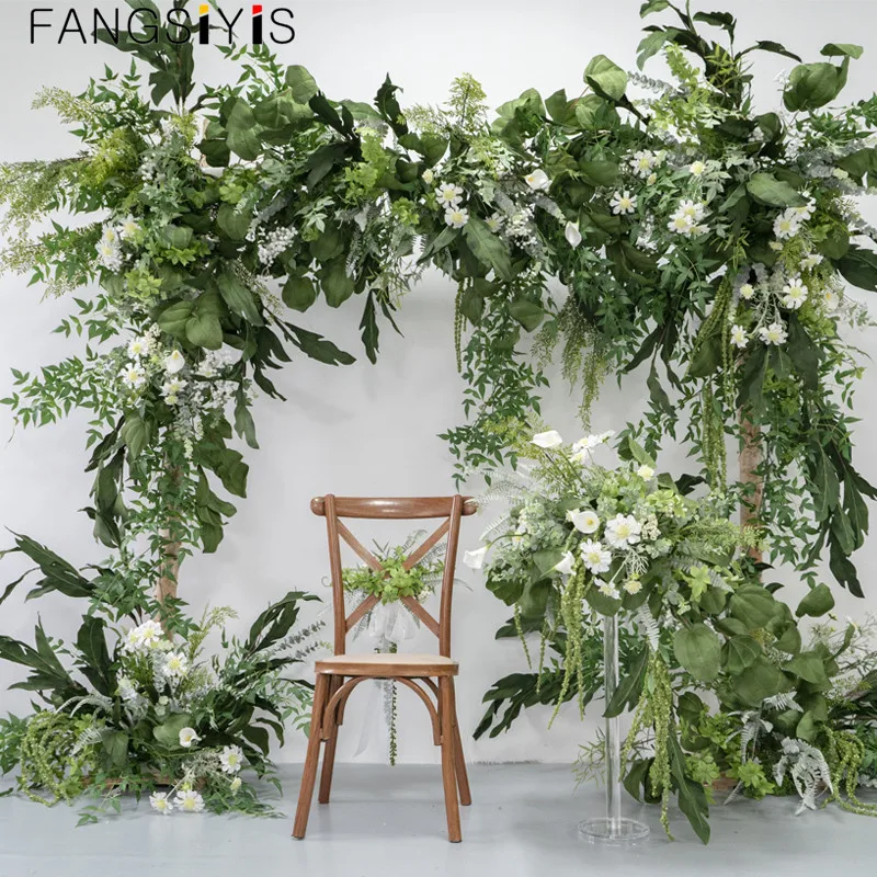 Stil pastorală pădure arc florale de nunta de decorare fundal punct de flori imagini de fundal ceremonia de livrare simulare de flori Imagine 0