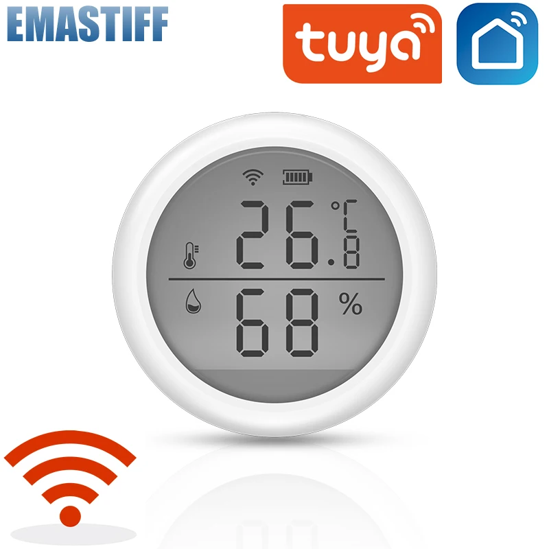Tuya WIFI Senzor de Temperatură și Umiditate Interior Higrometru Termometru Detector de Sprijin Alexa Google Assistant Home smart viata Imagine 0
