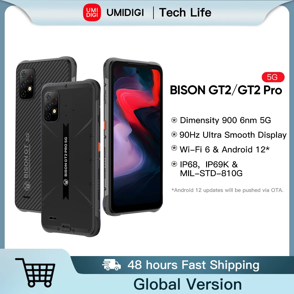 UMIDIGI BISON GT2 PRO 5G Android 12 Rugged Smartphone IP68 Dimensity 900 de 6.5