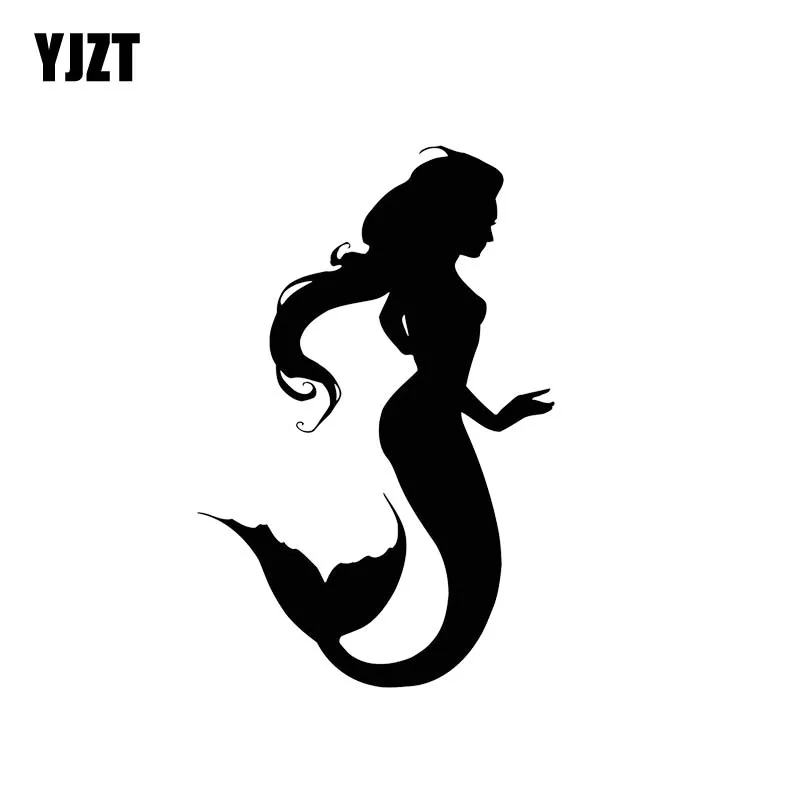 YJZT 8.2*12.4 CM Silhoutte Sirenă Drăguț Fată de Moda Stil de desen Animat de Design Auto Autocolant Vinil Decal Negru/Argintiu C20-0755 Imagine 0