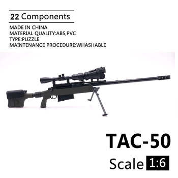 1:6 TAC-50 Sniper Rifle Model Negru Acoperite cu Plastic Model Militar Accesorii Pentru 12