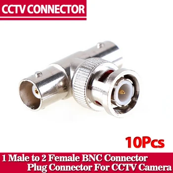 10buc/lot Coaxial T Conector 1 Mascul la 2 Femele Cuplor de 3 Modul Conector BNC Pentru CCTV aparat de Fotografiat