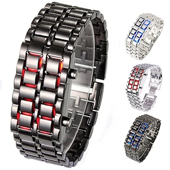 Stil de moda de Fier Samurai Metal Brățară Ceas Digital cu LED-uri Ceasuri de mana Oră Montre Electronice Reloj Mujer Relogio Feminino