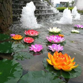 1buc Plutitoare Lotus de Culoare Amestecat Flori Artificiale Realiste, Crin de Apă Pentru Nunta Micro Peisaj Iaz de Gradina Decor Acasă
