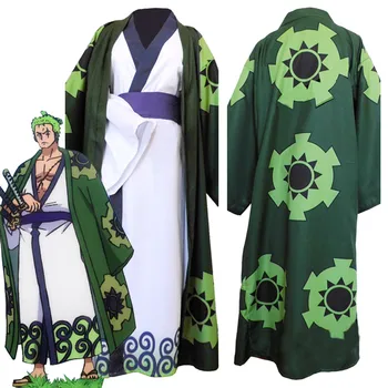 Anime Roronoa Zoro Cosplay Kostuum Wano Kuni Teren Kimono Gewaad Volledige Pak Costume De Halloween Carnaval Pak