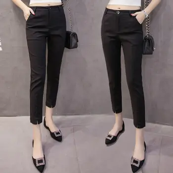 2020 Nou De Sex Feminin Coreeană Chic Slab Glezna Creion Lungime Pantaloni Femei Elegante, Pantaloni Casual, Talie Medie Birou Doamnelor Pantaloni L59