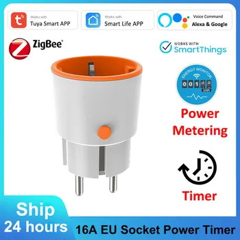 Tuya ZigBee Smart Plug 16A UE FR Priza de Putere Electric Monitor Timer Compatiable Cu Alexa Google Smart Life APP de Control 3680W