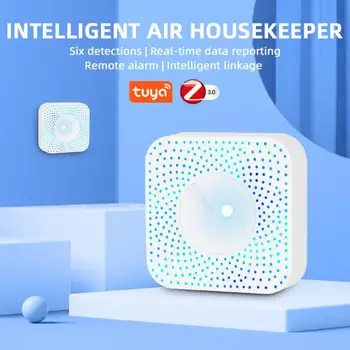 Tuya Smart Home Zigbee Inteligent Aer Menajera PM2.5,Formaldehidă,COV,CO2,de Umiditate și Temperatură 6 In 1 Smart Caseta de Aer Senzor