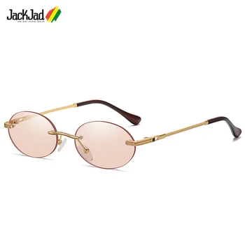 JackJad Clasic de Epocă, fără ramă Stil Gradient Slim Oval ochelari de Soare Femei uri de Moda Cool Twisted Metal Design Ochelari de Soare 8086