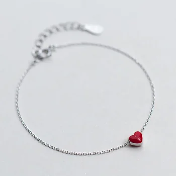 autentic minimalist 100% Argint 925 Moda Dragoste Inima Rosie Bratara Pentru Femei Nunta Bijuterii Fine DS309