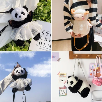 Kawaii Panda Animal Miel Păpușă De Pluș Moale Genți Crossbody Genti Minunat Lanț De Umăr Femei Telefon Sac De Jucării Fată Ziua De Nastere Cadou