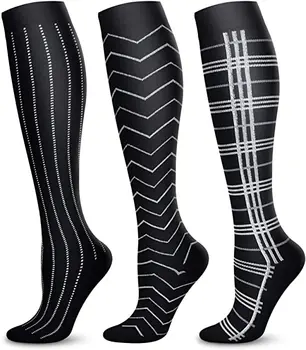 Ciorapi de compresie Unisex Punct Negru cu Dungi în Formă de Șosete Bărbați Femei Anti-alunecare în aer liber a Preveni Vene Varicoase Reduce Oboseala