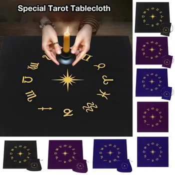 49x49cm Altar Tarot Pânză 12 Constelații Zodiacale Semne Masă Astrologie Tarot Divinație de Cărți de Tarot Tapiserie Stofa
