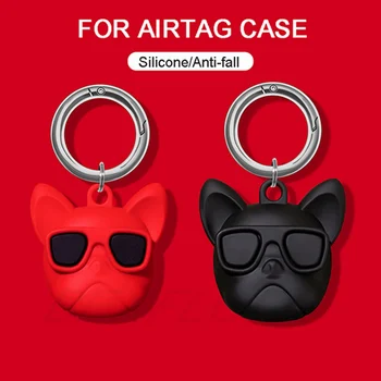 3D Desene animate Cainele Caz Pentru Airtag Caz Silicon Cat de Localizare Tracker Ocrotite Acoperă Pentru Apple Airtags Breloc Capacul de Protecție Funda