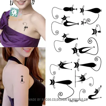 Arta corp Produse pentru Sex Impermeabil Tatuaje Temporare Pentru Barbati Femei Frumoase Pisica Neagra Design Tatuaj Flash Autocolant HC1167