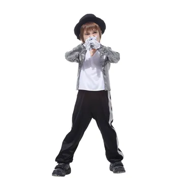 Carnaval Michael Jackson Costum Cosplay Dansatori Copii Băieți Spectacol Parodie De Lux Rochie De Petrecere