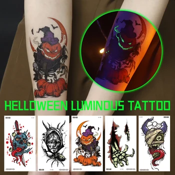 Luminos Tatuaj Fantomă Taty Tatuaj Fals Stralucitoare În Întuneric Impermeabil Tatuaj Temporar Autocolante Petrecere de Halloween pentru Copii, Femei Braț