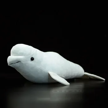40CM Lungime Realiste Balenă Albă Jucărie de Pluș Moale Viața Reală Ocean Animal Balene Beluga Jucarii de Plus Cadouri