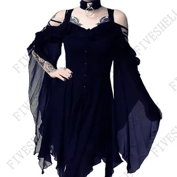 Femeile Medievale Retro Regina Printesa Sling Rochie De Seara Stil Britanic Gotic Halloween Vampir, Vrăjitoare Infricosator Costum Cosplay