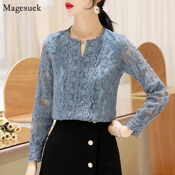 Toamna Moda Vintage Bluze Femme Noi Maneca Lunga Solid Dantela Femei Tricouri Bluze Office Lady Camasa Casual Pentru Femei Topuri 11303