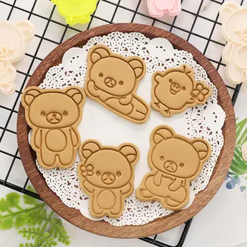 Ursul desene animate DIY Cookie Mucegai Creative 3d tridimensional de Plastic Cookie-Cutter de uz Casnic Instrumente de Copt Casă Gustare Mucegai
