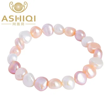ASHIQI Naturale Colorate Baroc Pearl Brățară ,de apă Dulce Pearl Bijuterii pentru Femei, Nunta 8-9mm Elastic Brățară