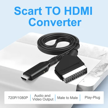 Scart la hdmi Compatibil Cablu Convertor Video Profesionale Adaptor Audio pentru TV HD DVD, Accesorii de Joc
