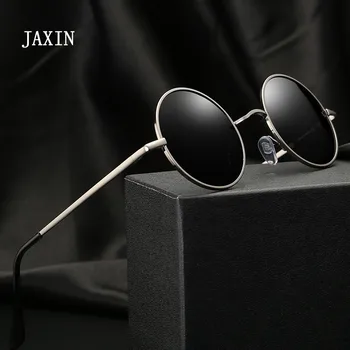 JAXIN Retro Rotund ochelari de Soare Barbati personalitate de Moda frumos Negru Polarizat Ochelari de Soare Dl brand design clasic oglindă UV400
