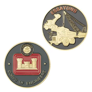 United States Army Corps de Ingineri de Colectie Cadou Negru și Roșu Tipărite Placat cu Aur de Monede Essayons Monedă Comemorativă
