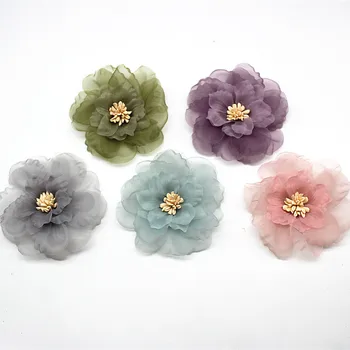 10BUC Șifon Flori de tip Boutique de accesorii de par DIY Flori Pălării de Moda Accesorii de Par cu Flori Nu Par Clip pentru susținere