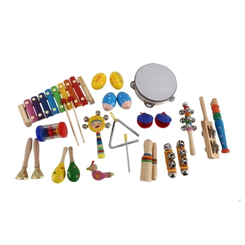 Copii Instrumente Muzicale, 15 Tipuri 23Pcs Lemn Percuție, Xilofon Jucării Pentru Băieți Și Fete Preșcolare Cu spațiu de Depozitare