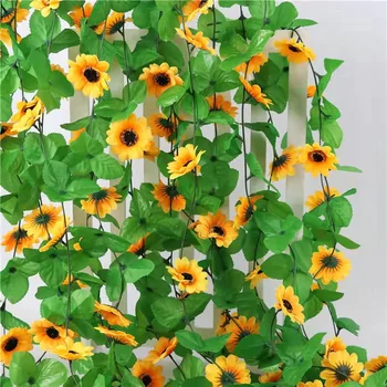 2,5 m Artificiale Galben de Floarea-soarelui Ghirlanda de Flori de Rattan de Nunta, Arcada de Flori de Gradina Decorare Restaurant DIY Acasă Modelare