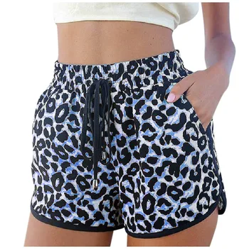 Vara Casual imprimeu de Leopard pentru Femei pantaloni Scurți Cordon pantaloni Scurți Cu Buzunare Acasă Mini-pantaloni Scurți Sexy Sportive Ropa P5